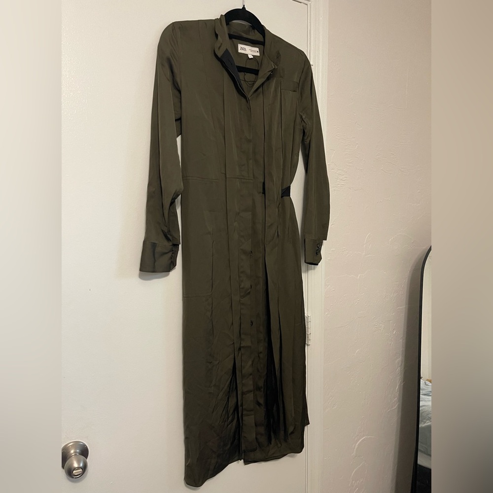 Zara Green Khaki Trench Coat